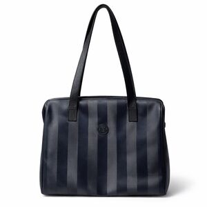 FENDI Vintage Monogram Navy Stripe Leather Shoulder Bag